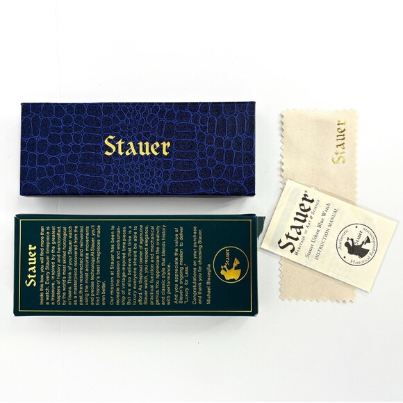 Stauer Urban Blue Dial Watch Analog Quartz Stainless Steel Black Leather Strap - Picture 9 of 9